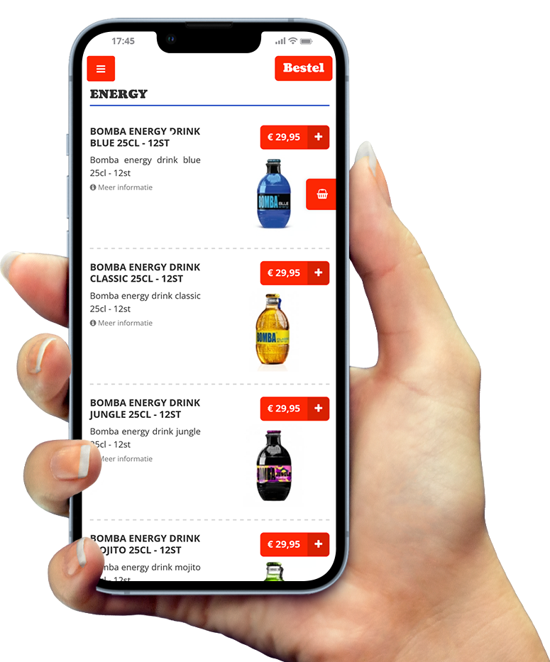 Voorbeeld van onze app op smartphone